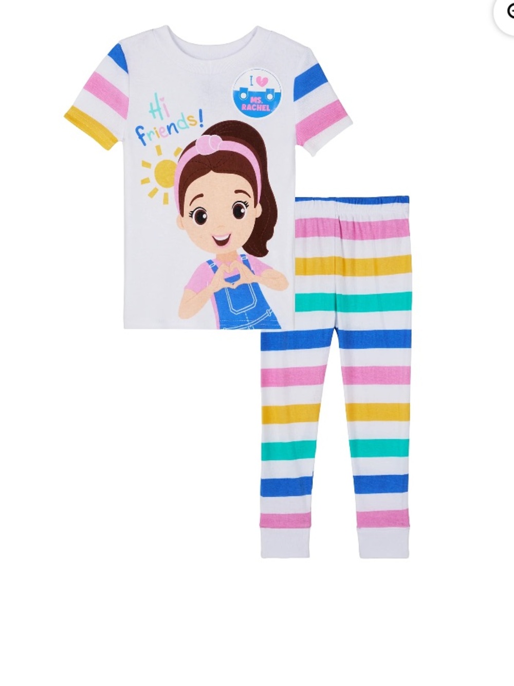 Ms Rachel Toddler Short Sleeve Top and Pants Pajama Set, 2-Piece, Size 2T